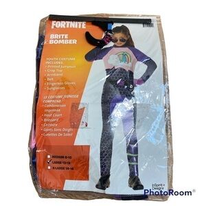 Fortnite Brite Bomber Costume Sz Large Kids 10-12 Children Girls Halloween